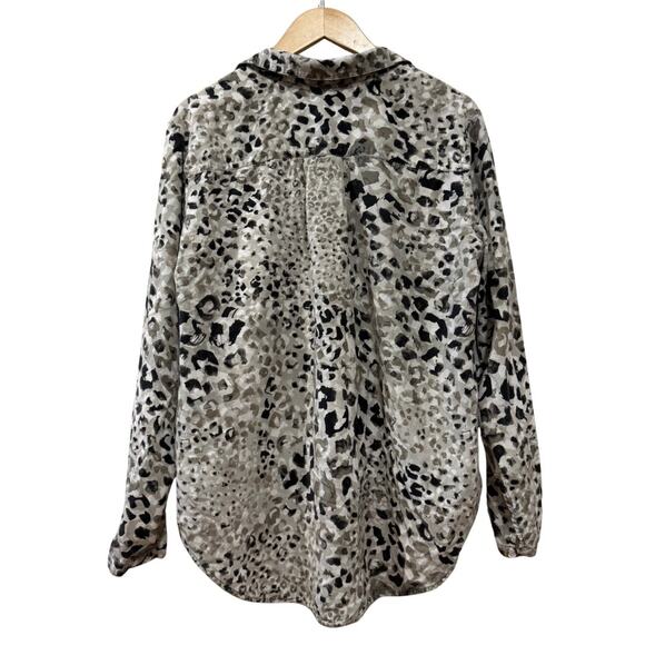Cloth & Stone for Anthropologie Green Leopard Print Tencel Button-Down Top XL - Picture 2 of 6